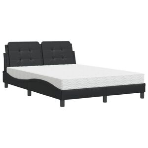 vidaXL Posteljni okvir brez vzmetnice Zadar črna 140x200 cm umetno usnje