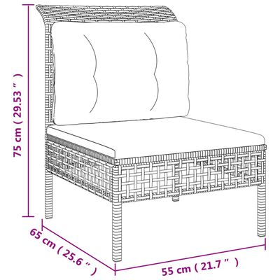 vidaXL Vrtna sedežna garnitura 7-delna z blazinami siv poli ratan