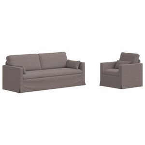 vidaXL Kavčna garnitura 2 pcs Taupe 198 x 78 x 80 cm blago