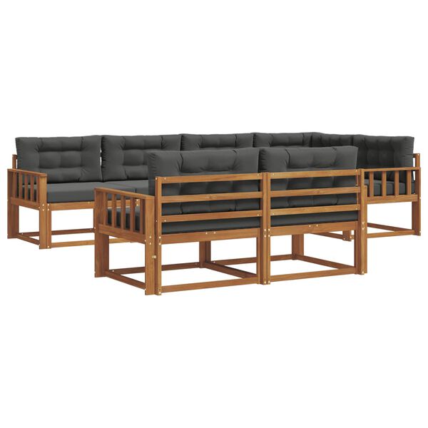 vidaXL Zunanja garnitura za sedenje 7 pcs Naravna in antracitna