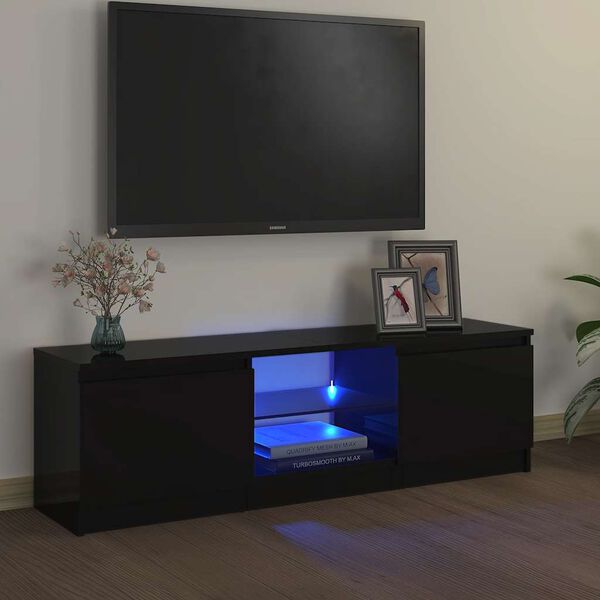 vidaXL TV omarica z LED lučkami črna 120x30x36 cm