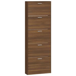 vidaXL Omarica za čevlje rjav hrast 59x17x169 cm inženirski les