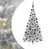 vidaXL Umjetna preddekorirana božićna jelka srebrna 210 cm PET