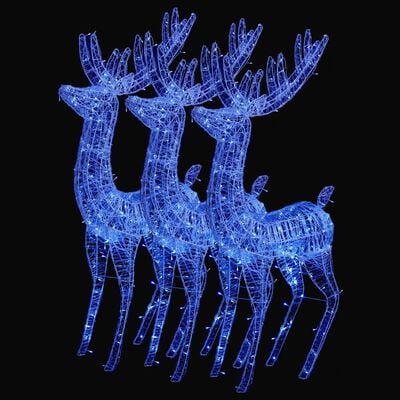 vidaXL XXL severni jeleni iz akrila 250 LED 3 kosi 180 cm modri