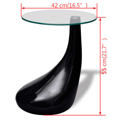 vidaXL Klubska mizica z okroglim steklom visok sijaj črna