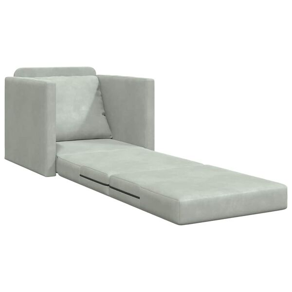 vidaXL Sofa postelja Svetlo siva 74 x 77 x 81 cm Žamet