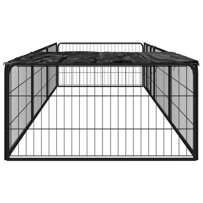 vidaXL Pasja ograda z 8 paneli črna 100x50 cm prašno barvano jeklo