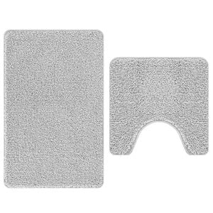 vidaXL Set protidrsnih kopalnih preprog 2 kos Siva 50 x 50 cm PP