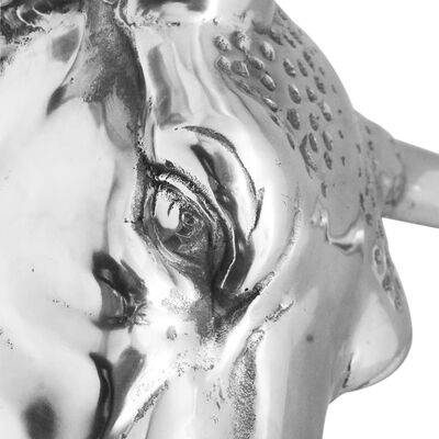 vidaXL Stenska dekorativna kravja glava aluminij srebrna