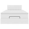 vidaXL Otomanska postelja z vzmetnicami & LEDs bel 120x190cm um. usnje
