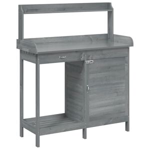 vidaXL Miza za sajenje z omarico siva 110,5x45x124,5 trden les jelke