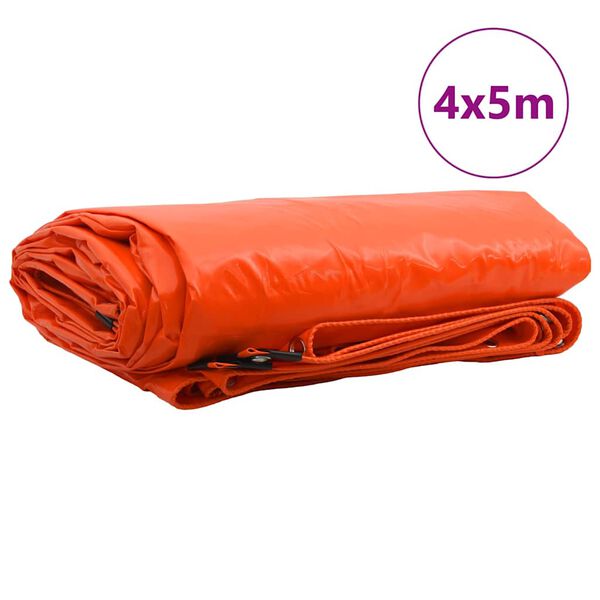 vidaXL Tarpaulin 650g / m² Oranžna 4 x 5 m Platno s PVC premazom