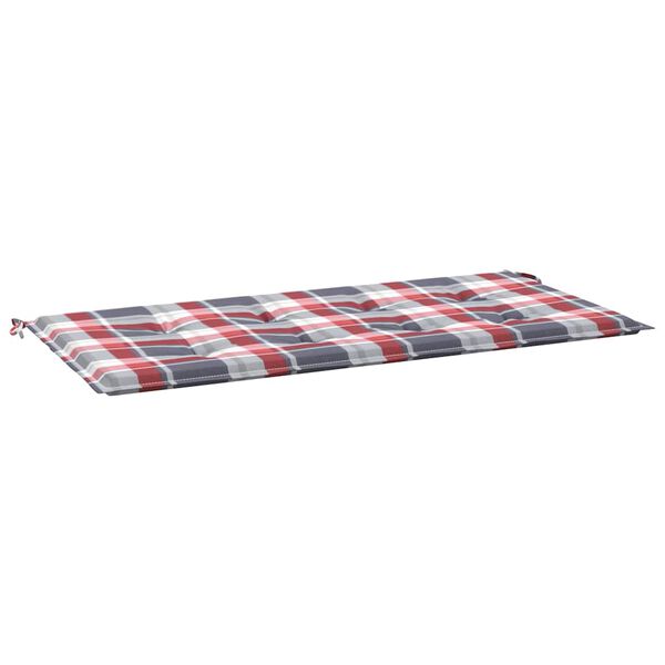 vidaXL Blazina za vrtno klop rdeča karo 120x50x3 cm oxford tkanina
