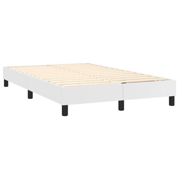 vidaXL Box spring postelja z vzmetnico bel 120x200 cm umetno usnje