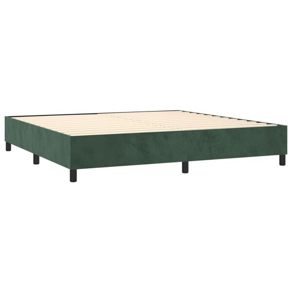 vidaXL Box spring postelja z vzmetnico temno zelena 200x200 cm žamet