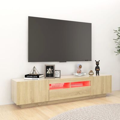 vidaXL TV omarica z LED lučkami sonoma hrast 180x35x40 cm