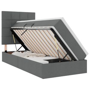 vidaXL LED Postelja za Shranjevanje z Blazino Temno siva 90 x 190 cm