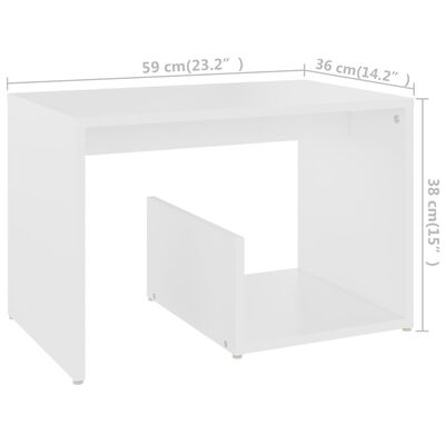 vidaXL Stranska mizica bela 59x36x38 cm iverna plošča