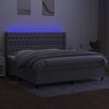 vidaXL Box spring postelja z vzmetnico LED sv. siva 200x200 cm blago