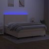 vidaXL Box spring postelja z vzmetnico LED krem 160x200 cm blago