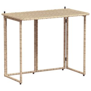 vidaXL Zložljiva vrtna miza Beige 90x51x75 cm Poly Rattan
