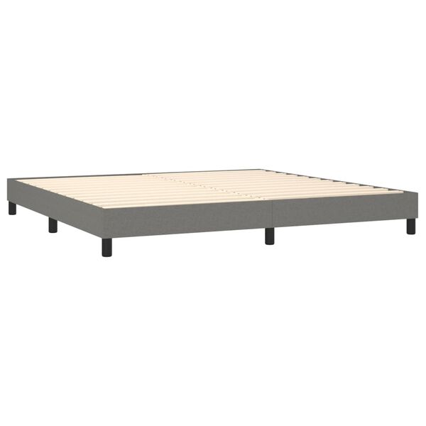 vidaXL Box spring postelja z vzmetnico temno siva 200x200 cm blago