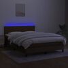 vidaXL Box spring postelja z vzmetnico LED temno rjava 140x190cm blago
