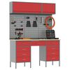 vidaXL Set delovnih omar s predalom s shranjevanjem 8 pcs Rdeča