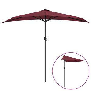 vidaXL Balkonski senčnik z aluminijastim drogom bordo 270x144x222 cm