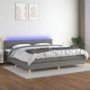 vidaXL Box spring postelja z vzmetnico LED temno siva 200x200 cm blago