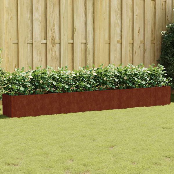 vidaXL Vrtna visoka greda 360x40x40 cm corten jeklo