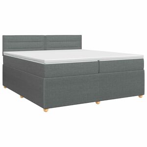 vidaXL Postelja boxspring z vzmetnico Temno siva 200 x 200 cm Blago