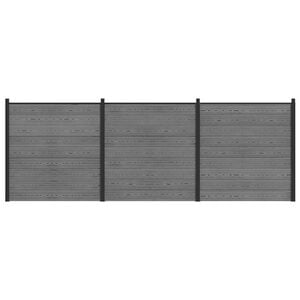 vidaXL Komplet ograj 526 x 186 cm WPC in aluminij Siva