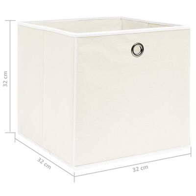 vidaXL Škatle za shranjevanje 4 kosi bele 32x32x32 cm blago