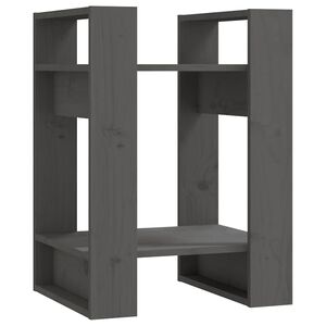 vidaXL Knjižna omara/pregrada siva 41x35x57 cm trdna borovina