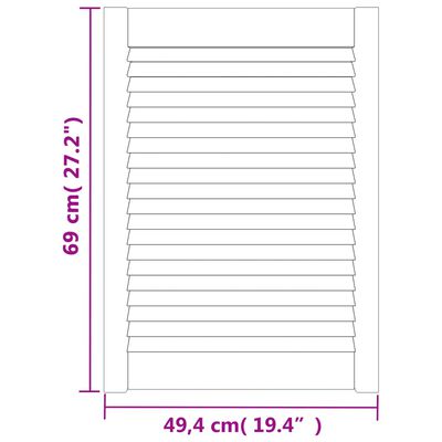vidaXL Vrata za omarico z letvicami 4 kosi bela 69x49,4 cm borovina