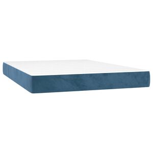vidaXL Vzmetnica z žepkasto vzmetjo srednje trdote temno modra 140x190x20 cm žamet