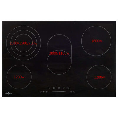vidaXL Keramična kuhalna plošča s 5 gorilniki na dotik 90 cm 8500 W