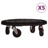 vidaXL Vozički za rastline s kolesi 5 kosov premer 40 cm črni 275 kg