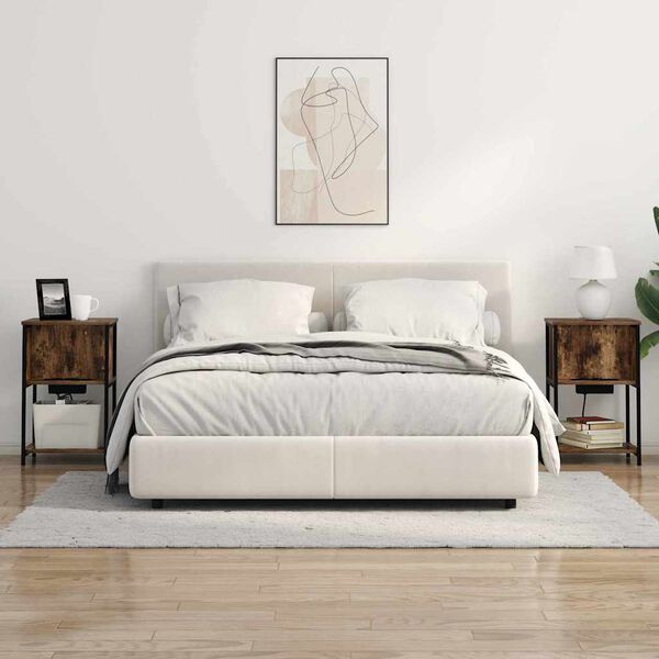 vidaXL Nočna omarica Dimljeni oreh 38 x 31 x 61 cm Konstruiran les