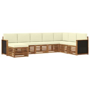 vidaXL Zunanja garnitura za sedenje z blazino 6 pcs Naravna in smetana