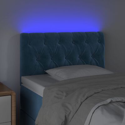 vidaXL LED posteljno vzglavje temno modro 80x7x78/88 cm žamet