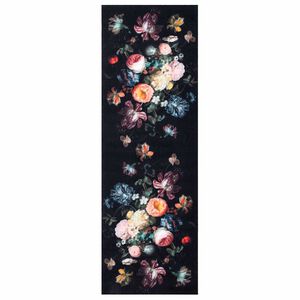 vidaXL Kuhinjska preproga Črna 180 x 60 cm Žamet