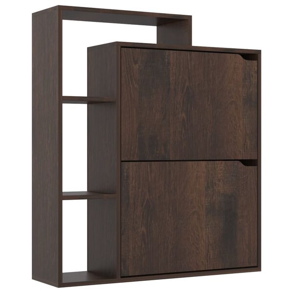 vidaXL Omarica za čevlje dimljen hrast 79,5x24x90,5 cm iverna plo&scaron;ča