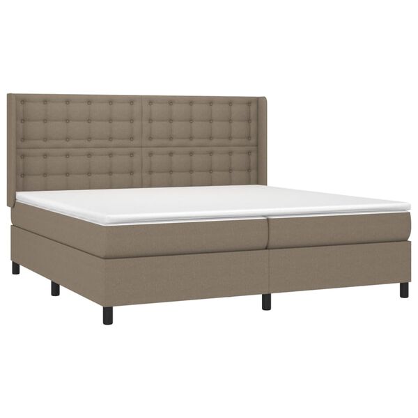 vidaXL Box spring postelja z vzmetnico taupe 200x200 cm blago