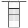 vidaXL Drsna vrata z opremo črna 90x205 cm kaljeno steklo