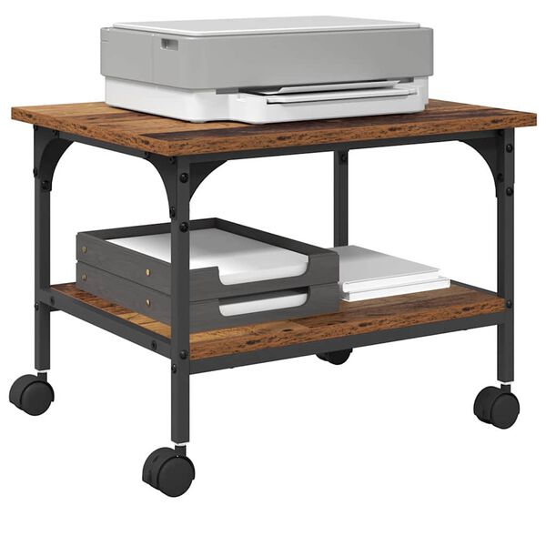 vidaXL Stojalo za tiskalnik Star les 50 x 40 x 38 cm Konstruiran les