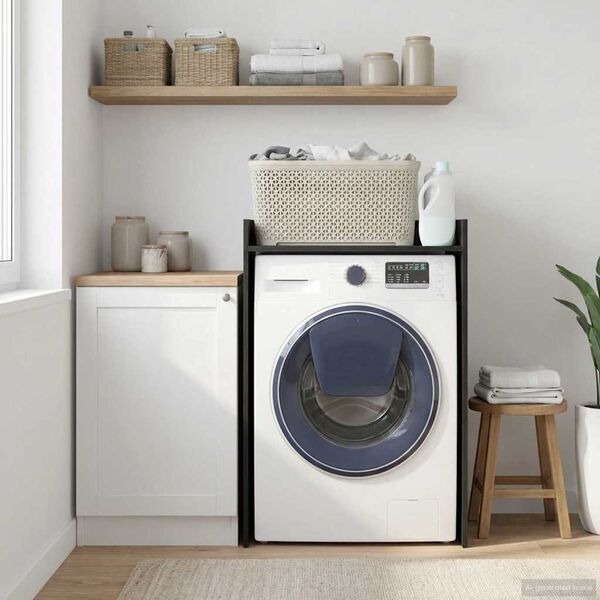 vidaXL Omara za pralni stroj Črna Orehovina 67,5 x 48 x 97 cm