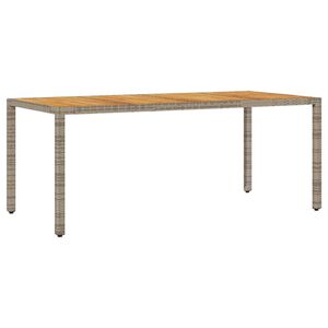 vidaXL Vrtna miza z leseno akacijevo plo&scaron;čo siva 190x90x75 cm PE ratan