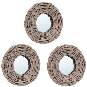 vidaXL Ogledala 3 kosi 15 cm s pletenim okvirjem
